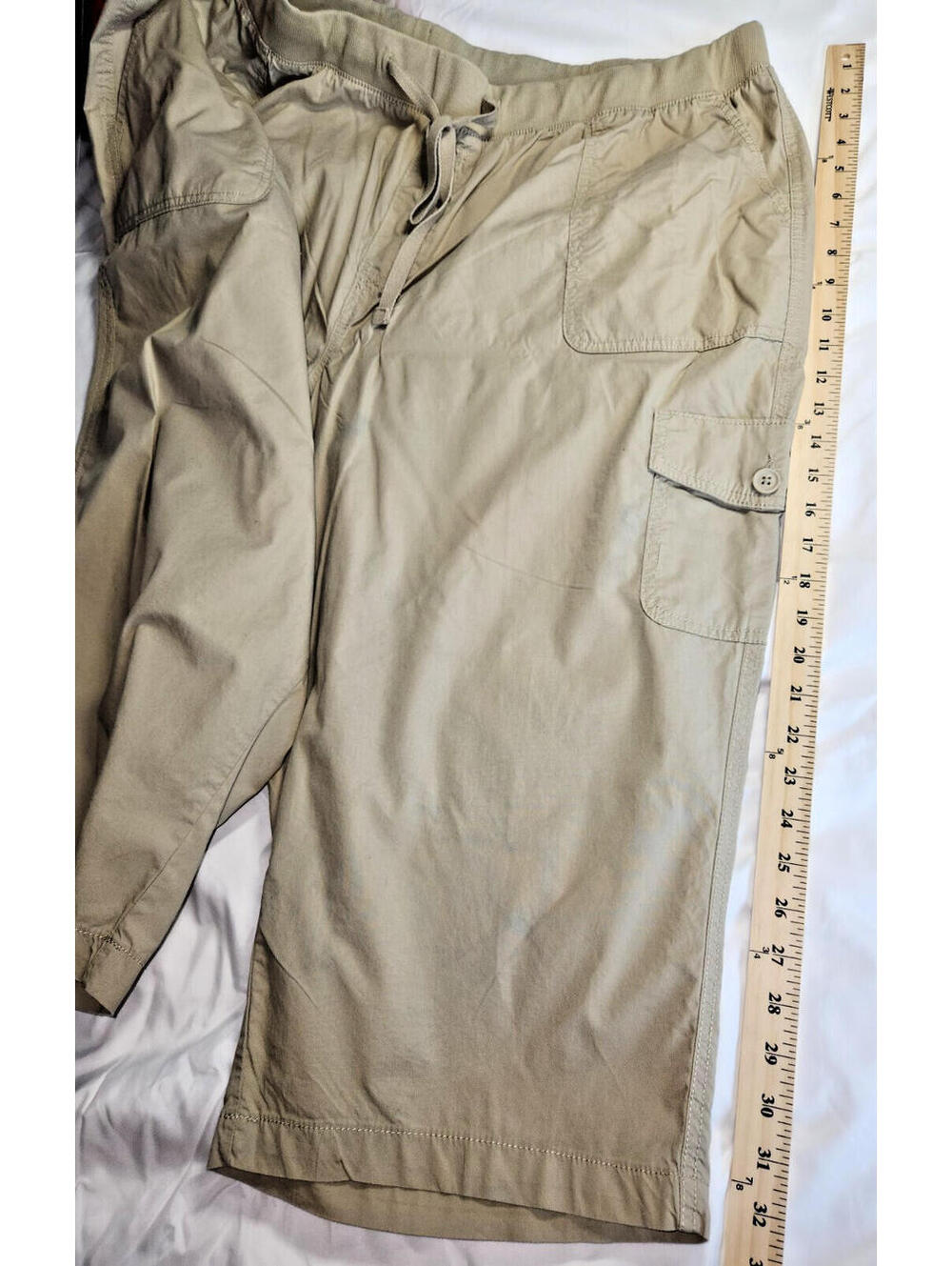 St. John's Bay Cargo Capri Pants 3X Beige Mid Rise Easy Fit